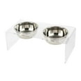 thumbnail image 3 of THE LICKER STORE Keaton 7.5" Medium/Large Modern Acrylic Rectangular Elevated Pet Feeder with 54oz 2-Stainless Steel Bowls, Clear/Chrome, DBL2001A, 3 of 8