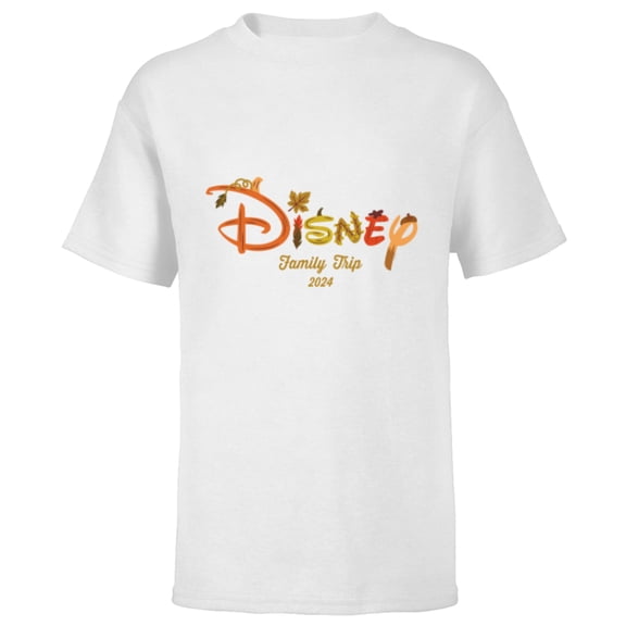 Disney Autumn Fill Logo Fall Vacation Family Trip 2024 - Short Sleeve T-Shirt for Kids - Customized-White