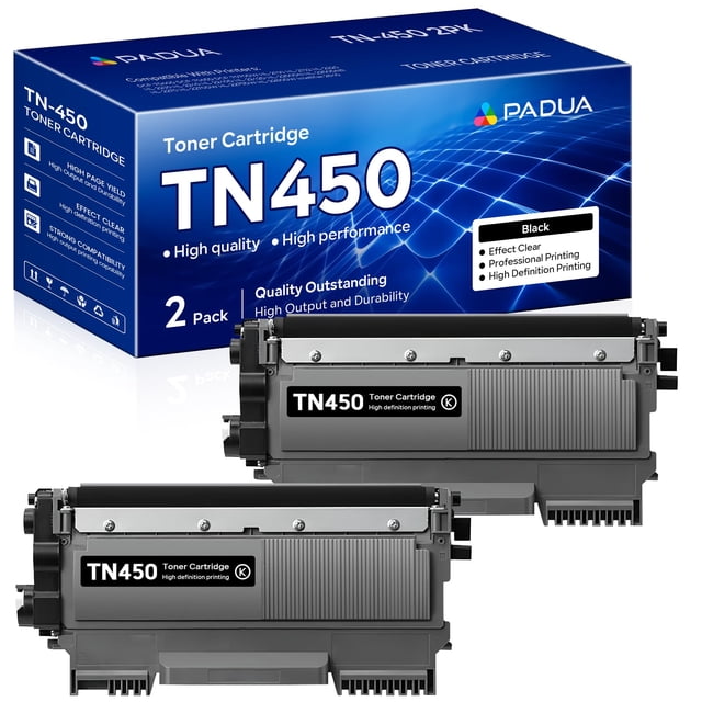 Cartucho de tóner Padua TN-450 TN450 negro de alto rendimiento (paquete de 2)
