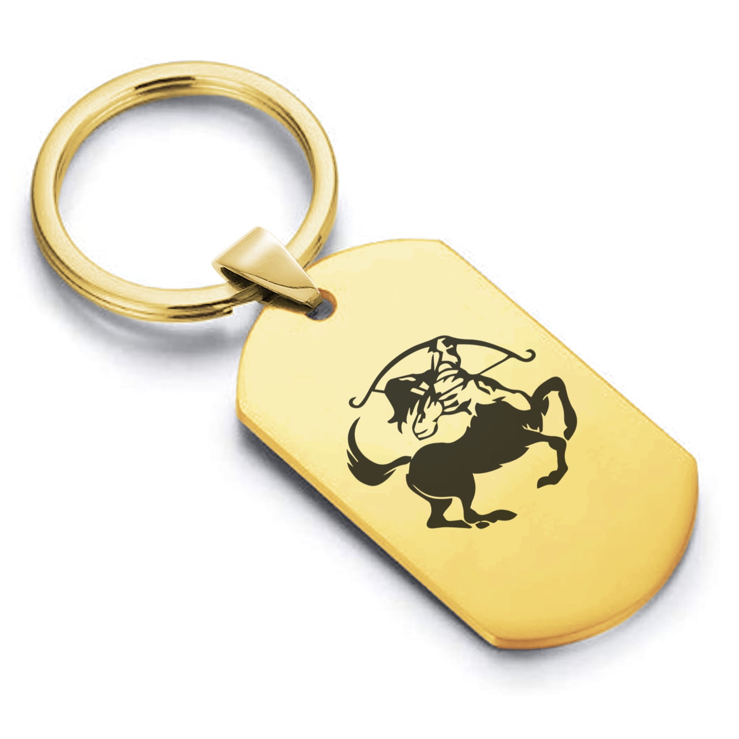 Stainless Steel Sagittarius Zodiac (Centaur Archer) Dog Tag Keychain
