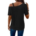 thumbnail image 6 of Ichuanyi Women’s Summer Tops Casual V Neck T Shirts Short Sleeve Loose Fit Button Front Blouse Tunic Tops for Women, 6 of 6