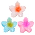 thumbnail image 2 of Pinzas en forma de garra para el pelo de flor de Plumeria hawaiana para mujeres y niñas, pinzas para el pelo con pétalos de colores degradados acrílicos, tocado con horquillas, 2 of 8
