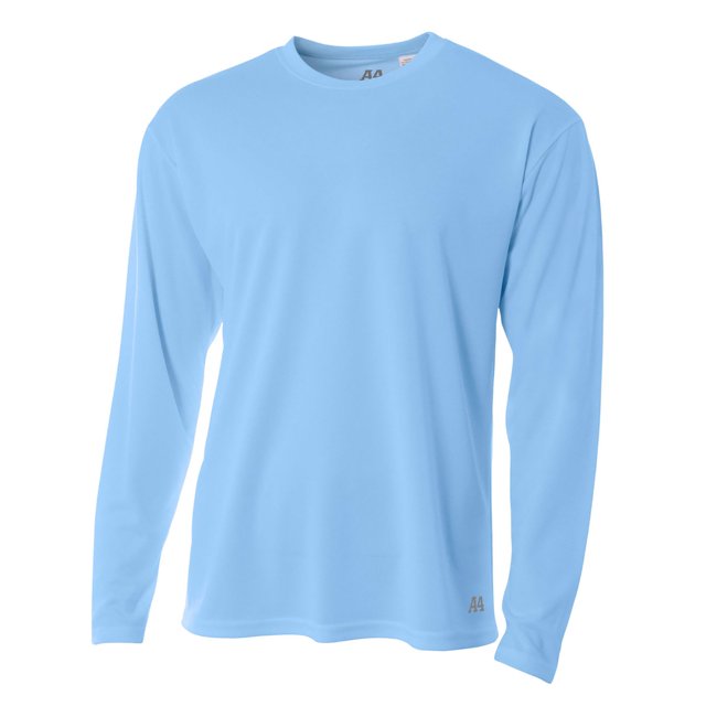 Camiseta de manga larga de malla Birds-Eye A4 para hombre AZUL CLARO N3253 XS