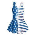 thumbnail image 4 of Xixirimido Blue American Flag Print One Piece Swimsuit for Girls Sleeveless Swim Dress Girls Modest Bathing Suit Skirted Swimwear with Built-in Shorts UPF 50+, 6-7 Years, 4 of 7