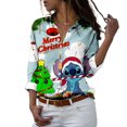 thumbnail image 2 of Blusa de manga larga con cuello en V para mujer, camisa informal de Mickey y Minnie de Disney, colección navideña, moda de otoño, Y2k, 2 of 5