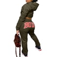 thumbnail image 4 of Liacowi Womens 2 Piece Outfits Tracksuits Hooded Crop Top Sweatshirt + Sweatpants Body Letter Printed Fall Winter Sweatsuits, 4 of 5