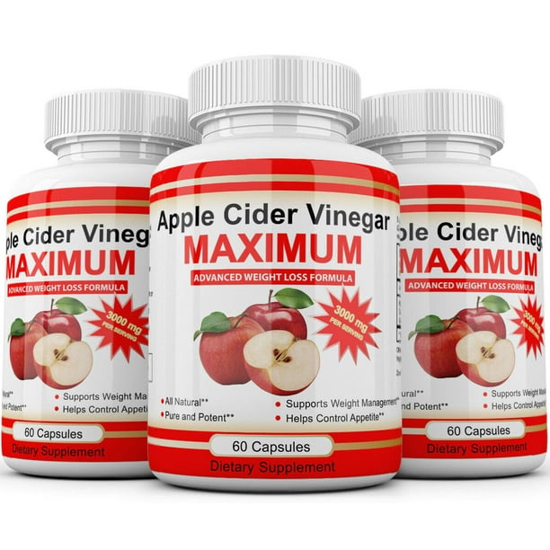 3 x APPLE CIDER VINEGAR Pills 3000mg RAPID FAST WEIGHT LOSS 180