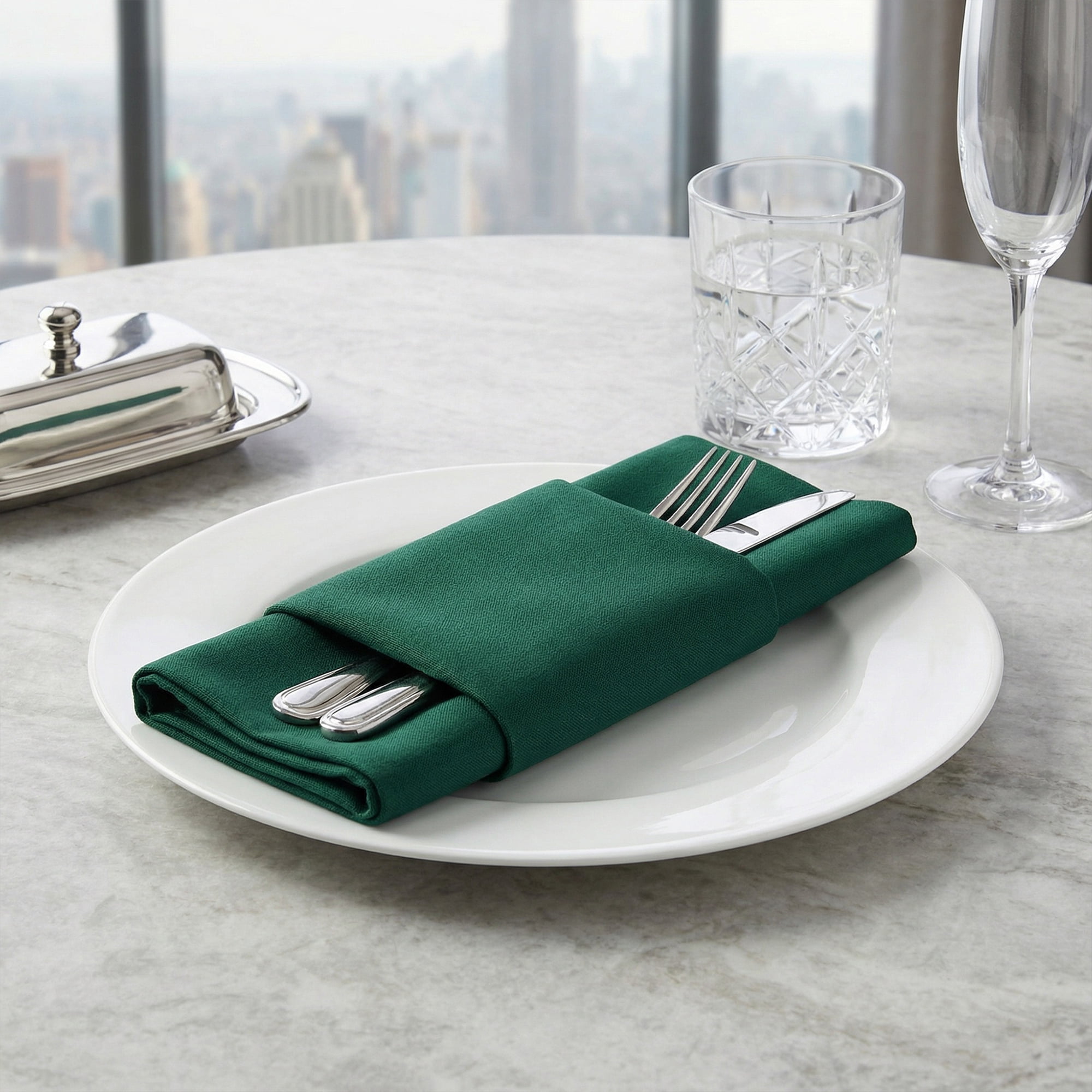 Unique Bargains 12Pcs Reusable Table Dinner Napkins Dark Green 12x12inch