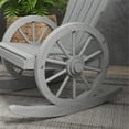 thumbnail image 6 of Interesting Rocking Chair with Wheel-shaped Armrest and Slatted Backrest, Wood Glider Chair with Sturdy Rocking Base, Garden Lounge Chair for Indoor Outdoor, Gray, 6 of 6