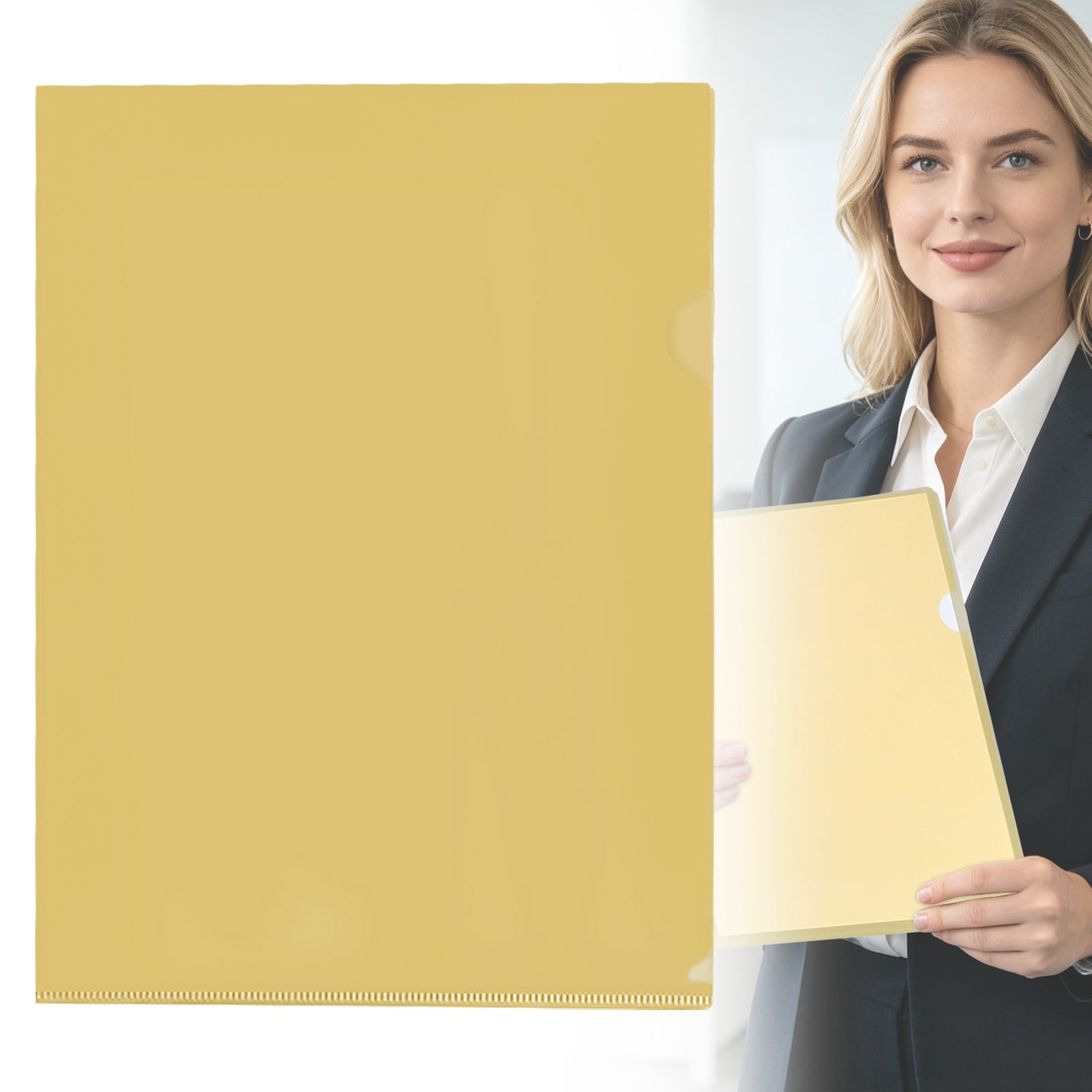 1PC L Shape Clear Plastic File Folder A4 Single Pocket Document Jacket Sleeves Lightweight Paper Organizer Pocket Folder Office Report Resume Storage Holder Office Paper Sorting Accessory