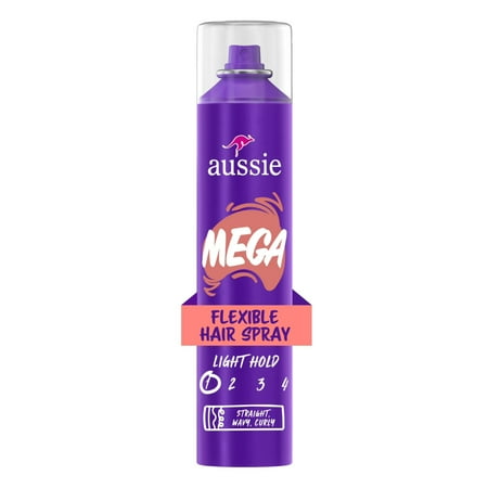 Aussie Mega Flexible Hair Spray for Curly Hair, Straight Hair, and Wavy Hair, 10 oz