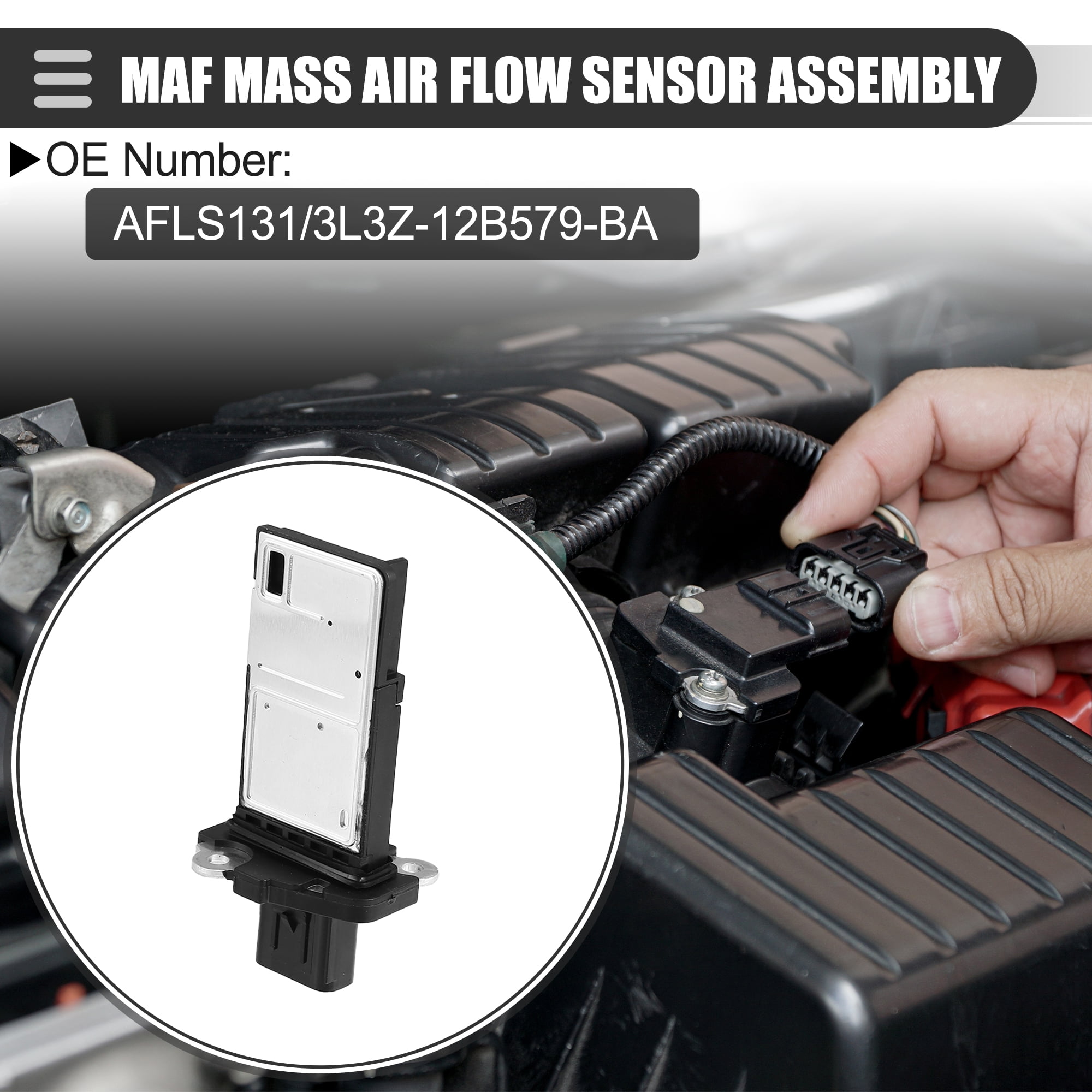 Air Flow Sensor Meter MAF Sensor Airflow Replacement for Ford E150 E250 2004-2014 Plastic AFLS131 Black