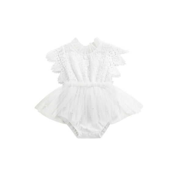 Kiapeise Newborn Infant Baby Girl Ruffle Sleeve Romper Clothes Backless Lace Bodysuit Tutu Dress Jumpsuit Summer Outfit