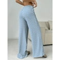 thumbnail image 5 of jinghuiyue Women Wide Leg Pants Striped Elastic Low Waisted Pants Casual Knit Loungewear with Drawstring S, 5 of 6