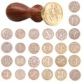 thumbnail image 2 of Sellos de cera Retro Para hobby, juego de sellos personalizados, herramientas de decoración de poste, 26 letras del alfabeto, sellos de madera, 2 of 4