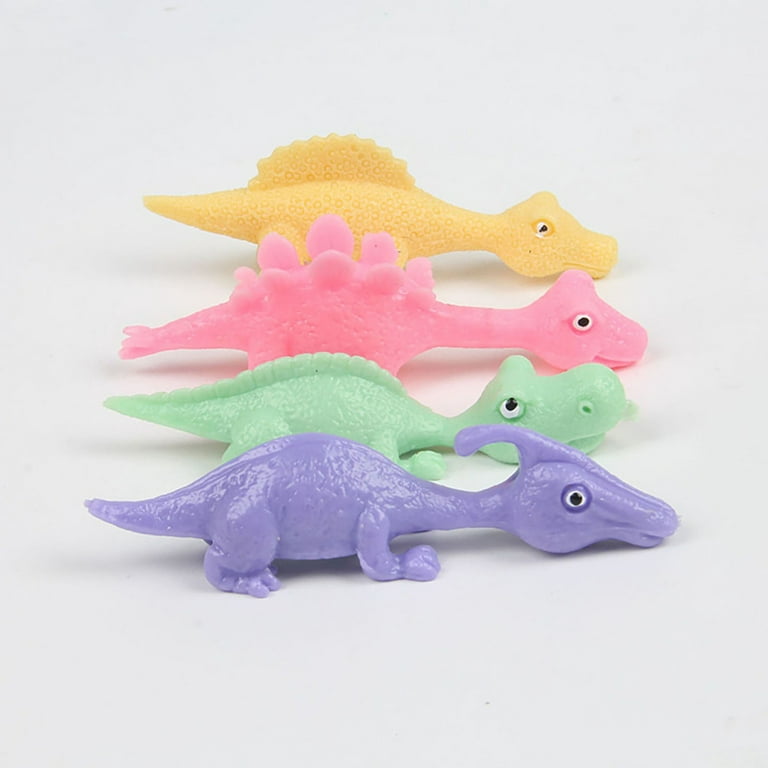 Jishi Dinosaur Slingshot Toy 12-Pack Mini Rubber Dino Figures Finger Sling  Shot