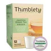 Thimblety Jasmine Green Tea for K-Cup Brewers, Jasmine Green Tea Pods, Jasmine Green Tea Bag, Green Tea Capsule, 12 Pods