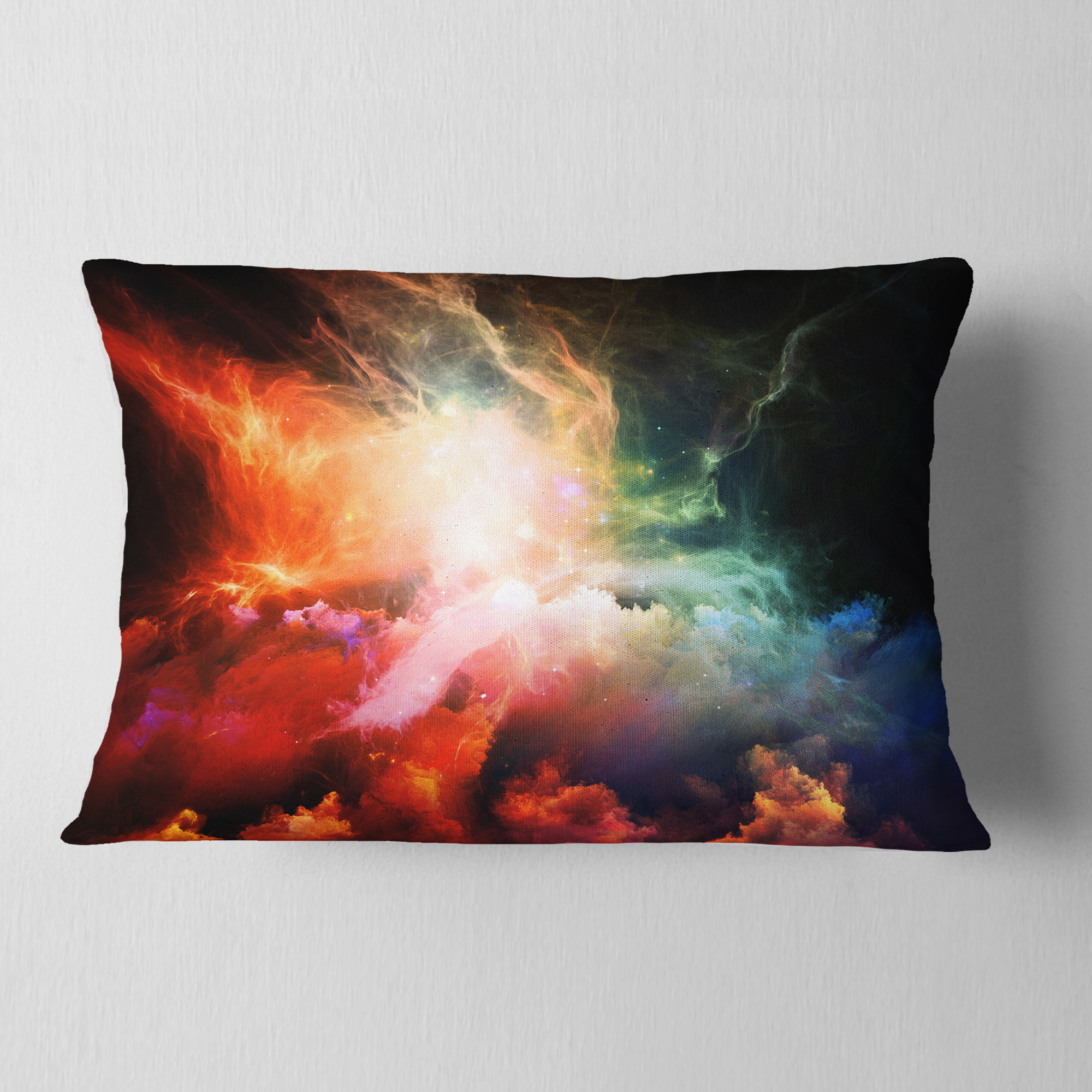 Designart Colorful Nebulae - Contemporary Throw Pillow - 12x20