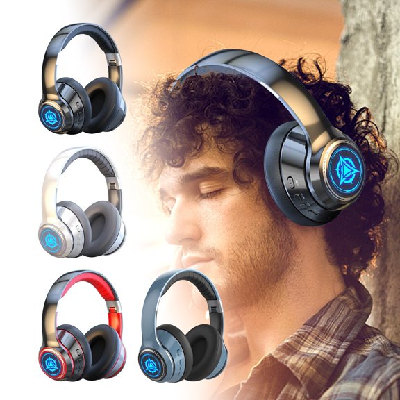 Gallickan Wireless Gaming Headset, Bluetooth 5.2 Low Latency Foldable Earphones, 20 Hour Battery Microphone Included, Black