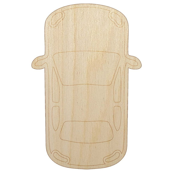 Top Down View of Car Wood Shape Unfinished Piece Cutout Craft DIY Projects - 4.70 Inch Size - 1/8 Inch Thick