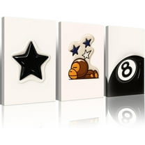 3Pc Trendy 8 Ball Canvas Wall Art Star Poster Urban Street Modern Wall Decor Print For Home Living Room Bedroom Set of 3