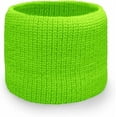 thumbnail image 4 of Couver Unisex Athletic Wrist Sweatbands 2-Pair Dual Layer Neon Nylon Apple Green, 4 of 9