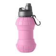 thumbnail image 3 of Tuvgenk Sports Water Bottle with Handle 19 Oz Collapsible Foldable Water Bottle Silica Gel Leakproof Reusable Pink for Outdoor Cycling Hiking, 3 of 5