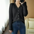 thumbnail image 3 of Women's V-Neck Knit Cardigan Long Sleeve Soft Breathable Open Front Sweater Layer for Spring Fall Office and Casual, 3 of 5