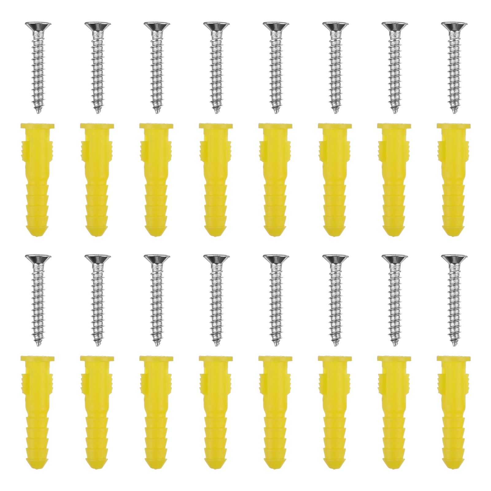 100 Pcs Plastic Ribbed Wall Anchors and Screws Kit Self Driling Drywall