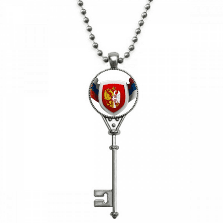 serbia national emblem country pendant vintage necklsilver key jewelry
