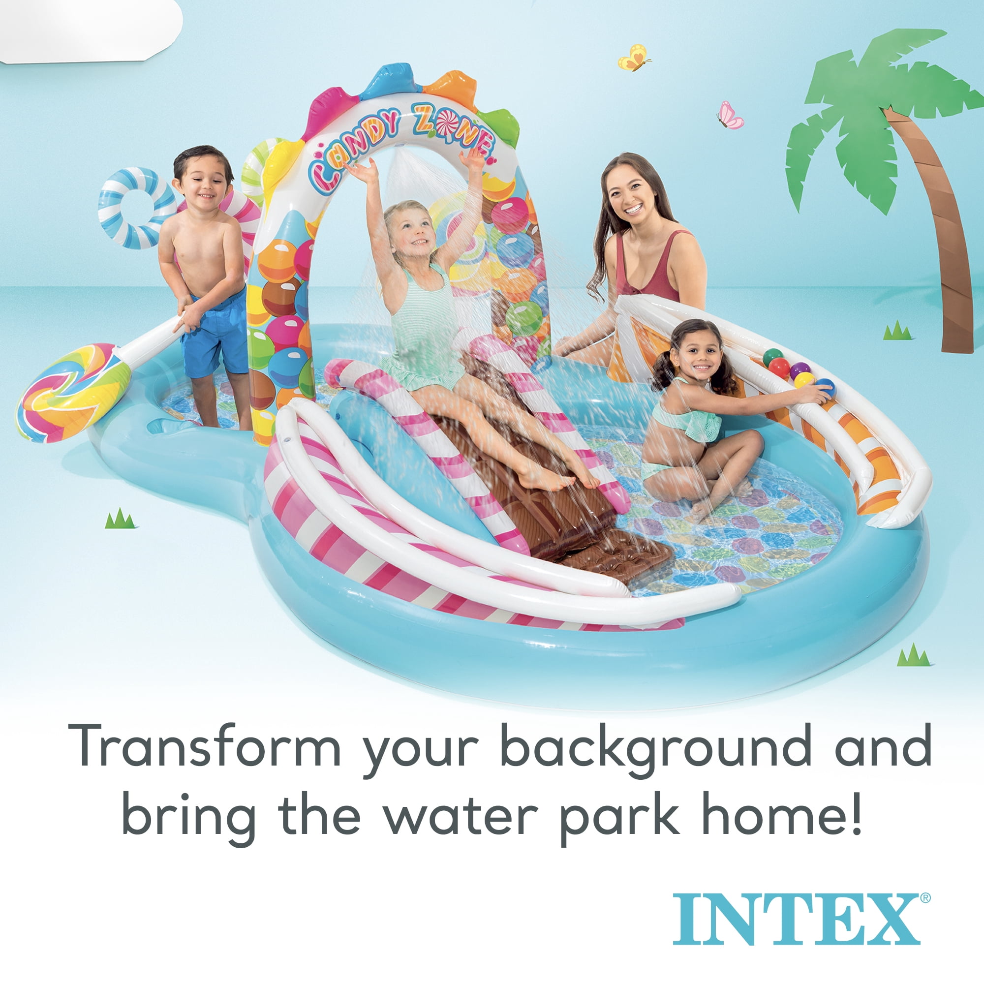 Open Box Intex Kids Candy Zone Play Center Splash Pool Waterslide (2 Pack)