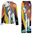 thumbnail image 6 of Space Surfing Dog Womens Pyjamas Set Button Up Pyjamas Womens with Long Sleeve Top And Wide Leg Pants V-neck Loungewear Sets, 6 of 9