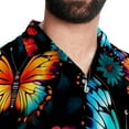 thumbnail image 5 of Flower Butterfly Men's Short Sleeve Shirts, Casual, Printed, Button Down Short, Summer Beach Shirts, Unisex, 5 of 6