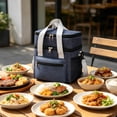 thumbnail image 4 of Double-Layer Insulated Lunch Bag, Portable Thermal Lunch Tote with Shoulder Strap, Leakproof Cooler Bag for Work, Picnic and Travel, 4 of 7