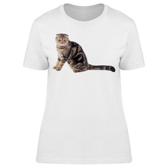 Suprised Scottish Fold Cat T-Shirt Women -Image by Shutterstock Women T-Shirt, Female Small