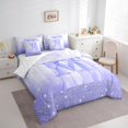 thumbnail image 3 of jejeloiu Purple Bows Bowknot 7-Piece Twin Bedding Sets,Letter M Print Bedding Comforter Set For Bowtie Girls Reversible, 3 of 8