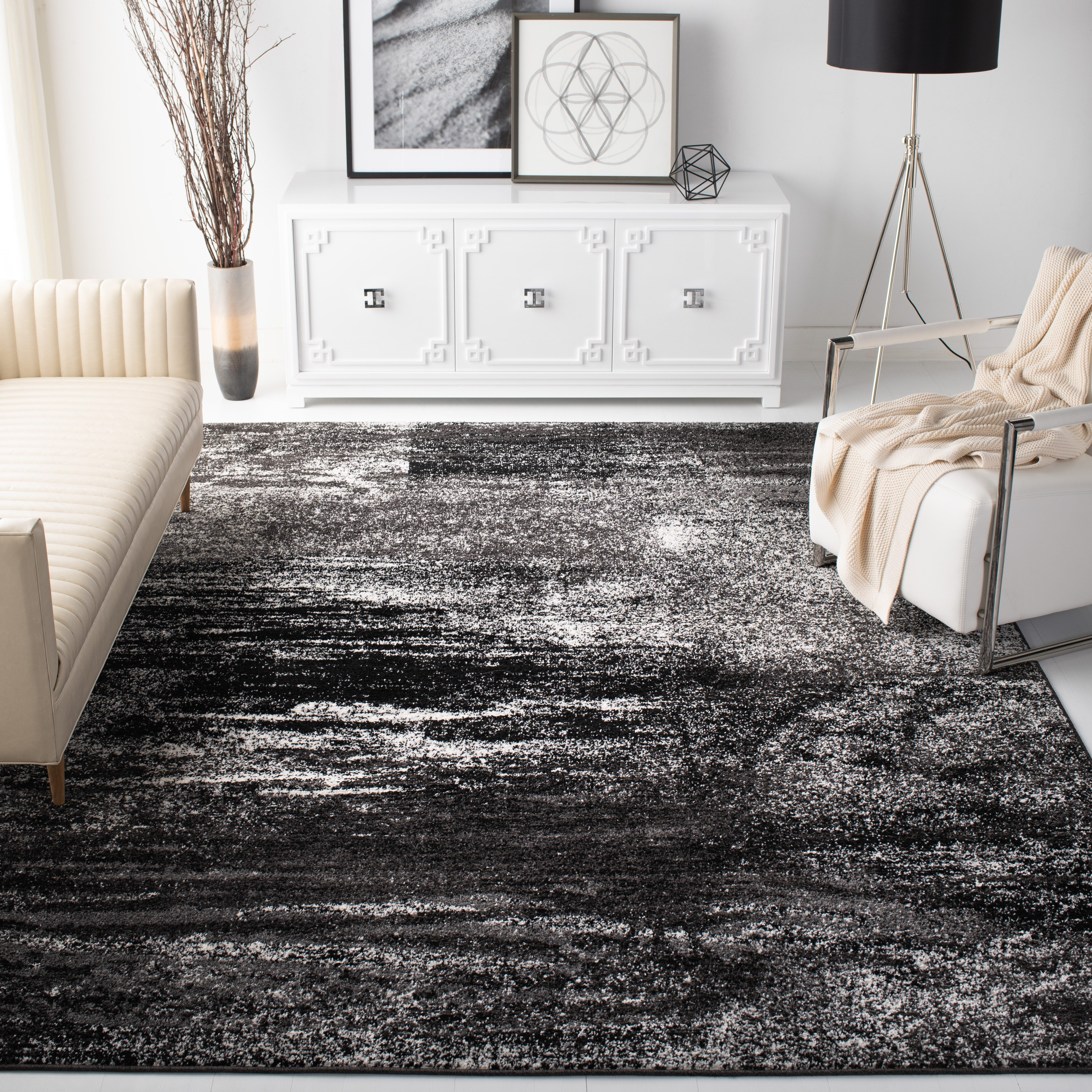 Safavieh Adirondack Rudyard Abstract Ombre Area Rug, Silver/Black, 12' x 12' Square