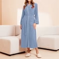 thumbnail image 2 of MEICHEN Plush Robes for Women Collar Trimmed Waist Tie Long Robe Comfortable Daily Loungewear for Home Use Womens Robes, 2 of 9