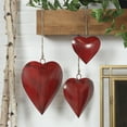 thumbnail image 2 of DecMode Tibetan Inspired Red Metal Heart Decorative Bells with Jute Hanging Rope, 3 Count, 2 of 10