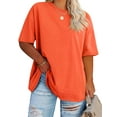 thumbnail image 3 of Summer Plus Size Women Solid Color Casual T-shirt Short Sleeve Crew Neck Tops, 3 of 4