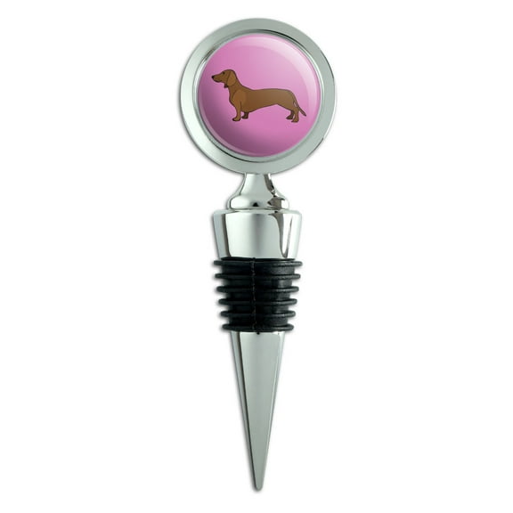 Dachshund Weiner Dog Cartoon on Pink Wine Bottle Stopper