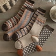 thumbnail image 3 of Zhengup Women's 5 Pairs Vintage Pattern Cotton Socks Fairycore Plaid Crew Socks Aesthetic Long Socks Preppy Ankle Socks, 3 of 5
