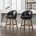 thumbnail image 3 of Swivel Counter Height Bar Stools Set of 2 with Footrest and Backrest, Retro PU Leather Upholstered Bar Chair, Comfortable Dining Chair with 250LBS Weight Capacity for Kitchen, Club, Restaurant, Black, 3 of 7