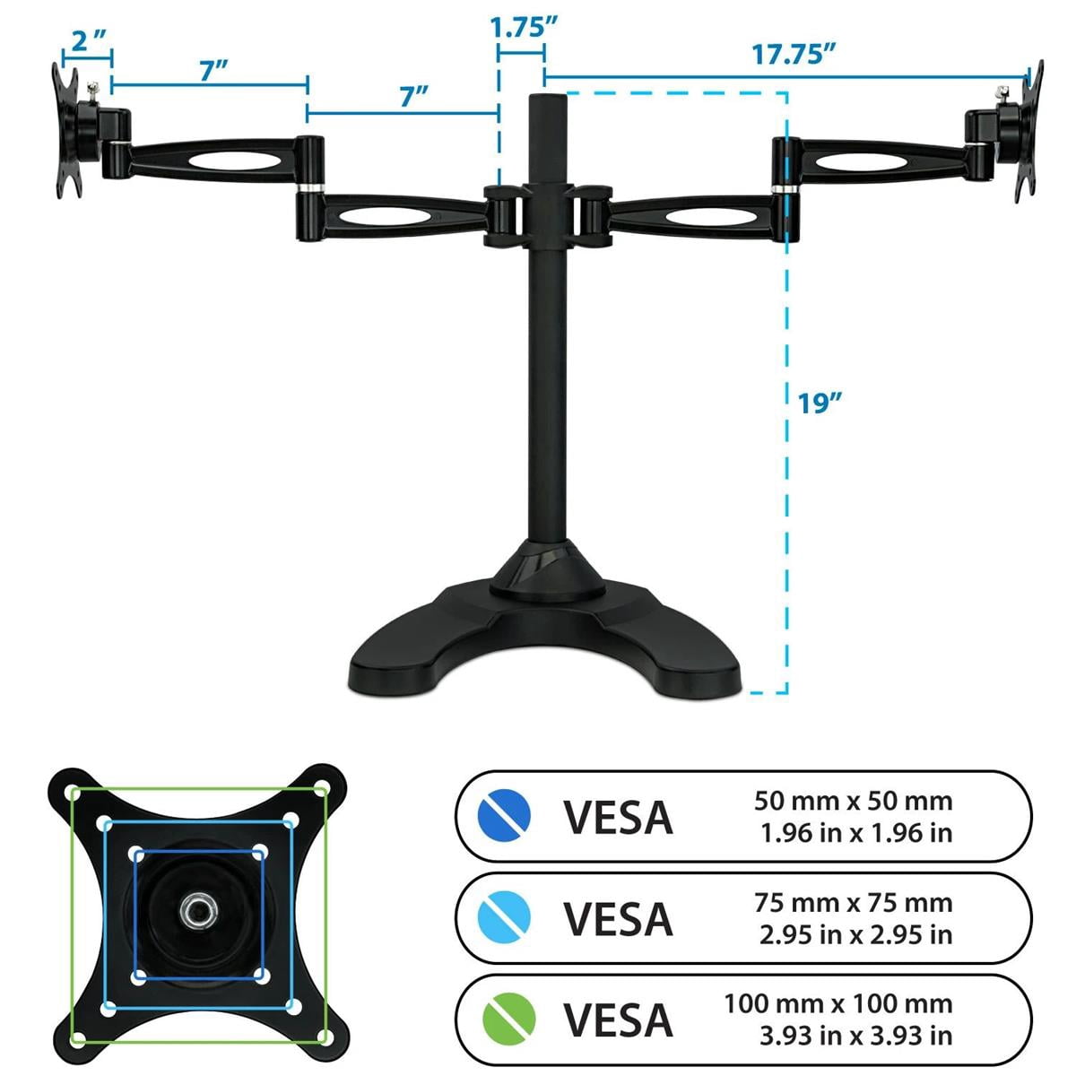 Mount-It! Dual Monitor Desk Mount,  Fits 2 Computer Screens 17"-27", Full Motion, Adjustable