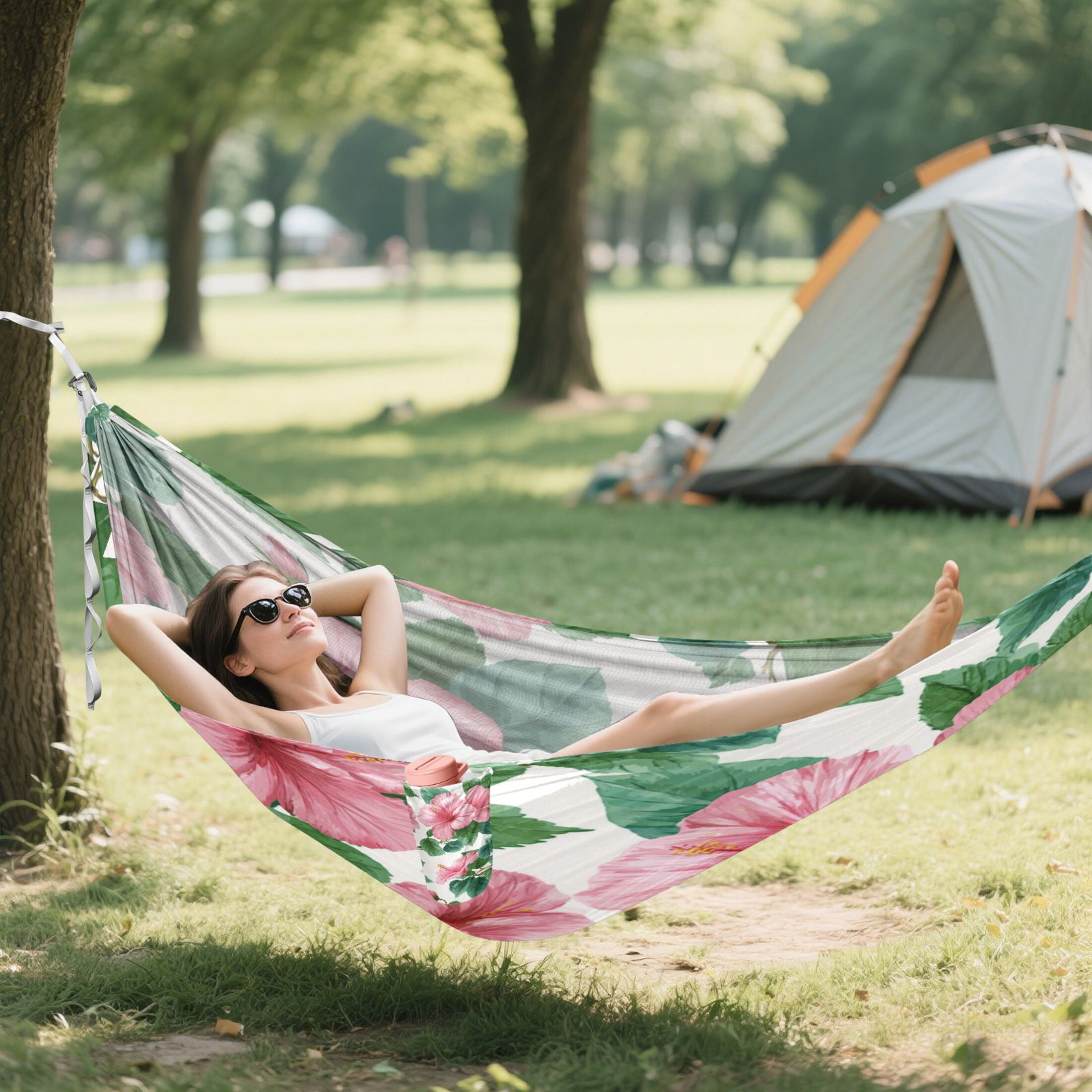 Hammock Camping Hammock Nylon Portable Hammock Travel Camping Hammock Flowers Pink