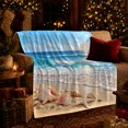 thumbnail image 3 of Tropical Beach Seashells Starfish Tranquil Shoreline, Peaceful Coastal Landscape Scene, Warm Flannel Blanket for Beach House and Living Room, Beach Lovers Housewarming Gift, Coastal Home Decor, 3 of 9