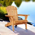 thumbnail image 2 of YANG2 Folding Adirondack Chair Outdoor Wooden Accent Furniture Fire Pit Lounge Chairs for Yard, Garden, Patio w/ 350lb Weight Capacity - Natural, 2 of 8
