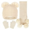 thumbnail image 3 of Women's Solid Color Hat Scarf Two Piece Stock Double Hat Long Bib Suit, 3 of 3