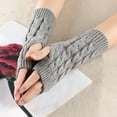 thumbnail image 3 of UTSJKR Women's Ribbed Wrist Arm Warmers Stretchy Cable Knitted Fingerless Short Gloves Soft Mitten Winter Gifts for Friends Family Gray, 3 of 5