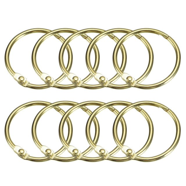 Unique Bargains Shower Curtain Rings, 20 pack Carbon Steel Round Snap Shower Curtain Hooks, 1.22 Inch Binder Rings (Gold)